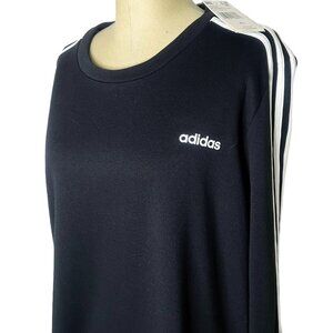 NWT Adidas Sweatshirt Womens Size XL Black White Striped Terry Cloth Lining